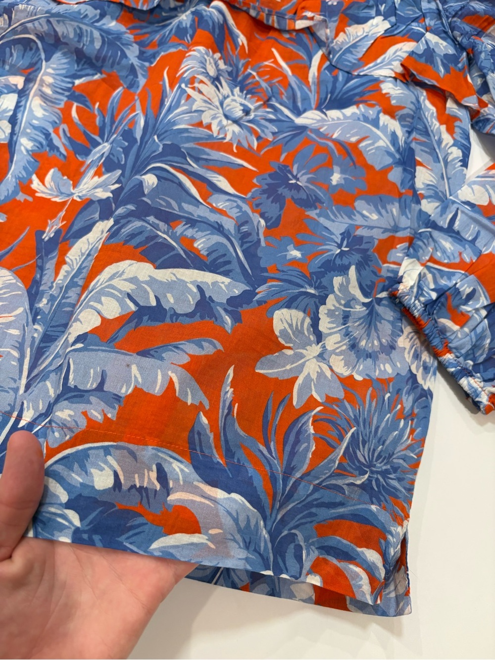 J Crew Top Ratti Rio Floral Print Ruffle Blouse Shirt Red & Blue Tall Small - Picture 3 of 6